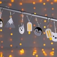 Гирлянда &laquo;Нить&raquo; 1.35 м с насадками &laquo;Эскимо&raquo;, IP20, прозрачная нить, 10 LED, батарейки AAх2 (нет в комплекте), свечение белое