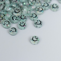 Бусины для творчества пластик "Смайлики" прозрачный зелёный набор 20 гр 0,3х0,7х0,7 см   736453