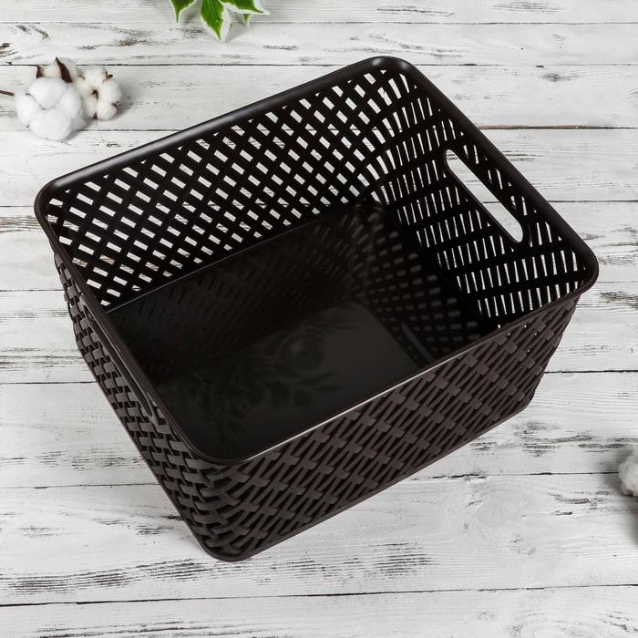 Корзина для хранения «Плетёнка», 35×29×17,5 см, цвет коричневый Корзина для хранения «Плетёнка», 35×29×17,5 см, цвет коричневый