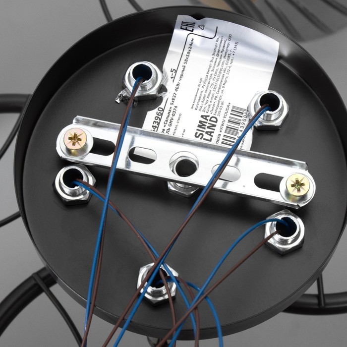 Люстра "Сальма" 5хЕ27 40Вт черный 58х58х24см BayerLux