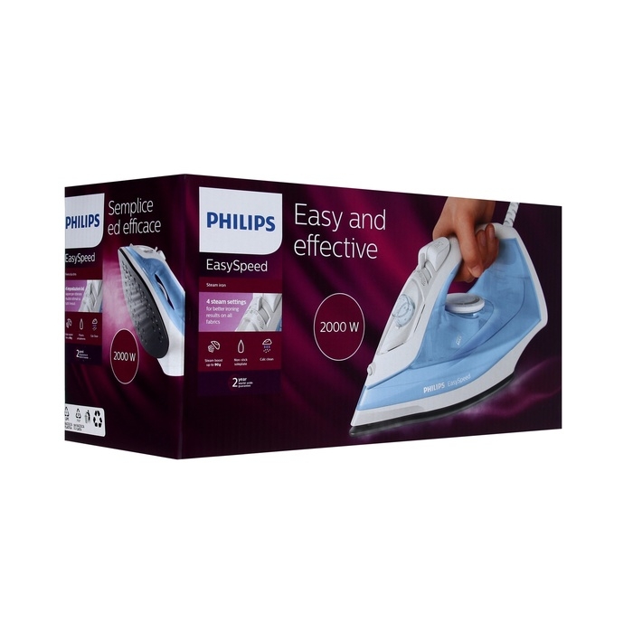 Утюг Philips GC1740/20, антипригарная подошва, 2000 Вт, 25 г/мин, 220 мл, бело-голубой Утюг Philips GC1740/20, антипригарная подошва, 2000 Вт, 25 г/мин, 220 мл, бело-голубой