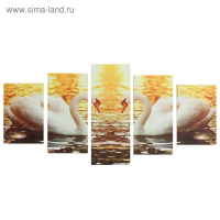 Картина модульная на подрамнике "Лебеди" 2-20х30; 2-20х40; 1-20х50, 50*110 см