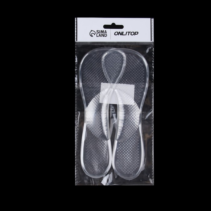 Полустельки для обуви, с супинатором, массажные, силиконовые, 19 × 6,7 см, пара, цвет прозрачный Полустельки для обуви, с супинатором, массажные, силиконовые, 19 × 6,7 см, пара, цвет прозрачный