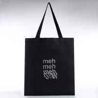 Шопер Meh 35х0,5х40, принт с блестками, без подклада, чёрный