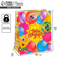 Пакет подарочный ламинированный вертикальный, упаковка, &laquo;С днём Рождения!&raquo;, XL 40 х 49 х 19 см