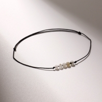 Браслет желаний шар №3 гранёный &laquo;Лунный камень&raquo; на чёрной нити, длина регулируется