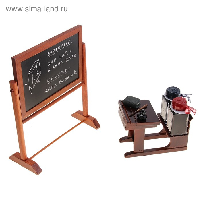 Письменный набор "Школа" УЦЕНКА (доска школьная, парта, чернила), 9 &times; 22 &times; 27 см