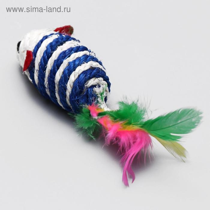 Набор игрушек для кошек: мышь и шарики из сизаля и пластика, микс цветов Набор игрушек для кошек: мышь и шарики из сизаля и пластика, микс цветов