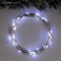Гирлянда «Нить» 5 м роса, IP65, серебристая нить, 50 LED, 8 режимов, батарейки AAх3 (нет в комплекте), свечение белое Гирлянда «Нить» 5 м роса, IP65, серебристая нить, 50 LED, 8 режимов, батарейки AAх3 (нет в комплекте), свечение белое