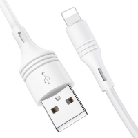 Кабель Borofone BX43, Lightning - USB, 2.4 А, 1 м, PVC оплётка, белый