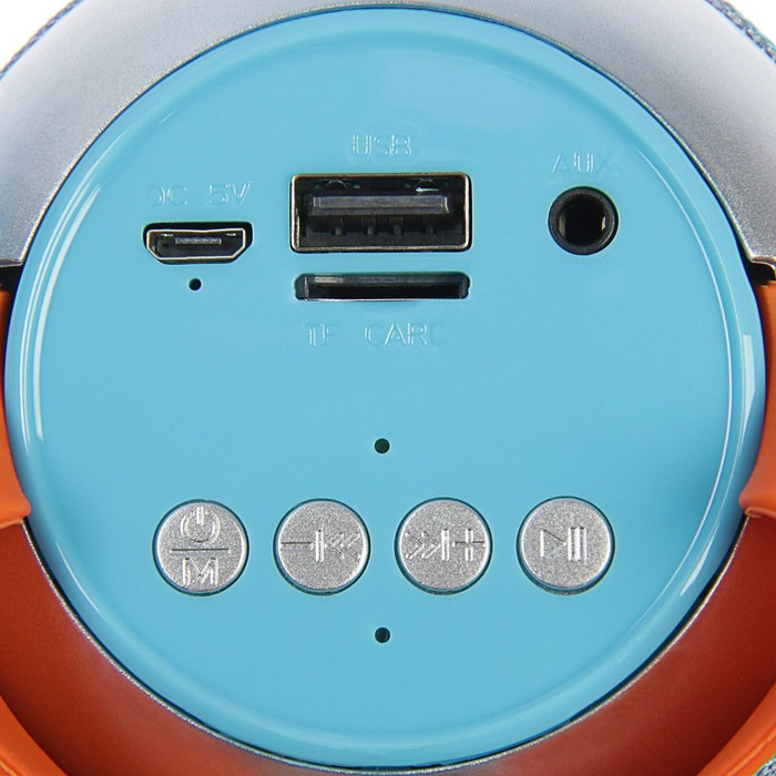 Портативная колонка Luazon LAB-54, 10 Вт, 1200 мАч, microSD, AUX, USB, серо-бирюзовая Портативная колонка Luazon LAB-54, 10 Вт, 1200 мАч, microSD, AUX, USB, серо-бирюзовая