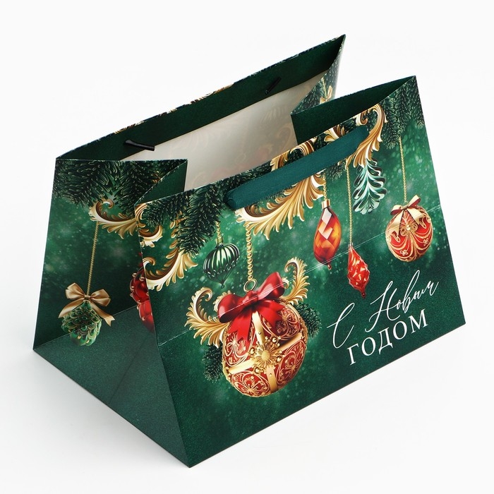 Пакет подарочный новогодний с широким дном &laquo;С Новым годом&raquo;, 25 х 19 х 18 см