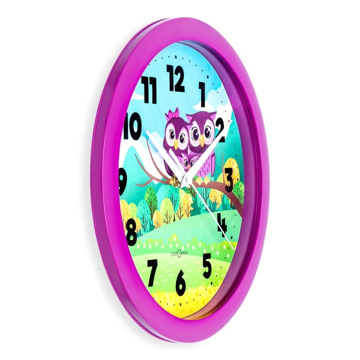 Часы настенные, d-28 см, детские, Часы настенные, d-28 см, детские, "Совушки", бесшумные