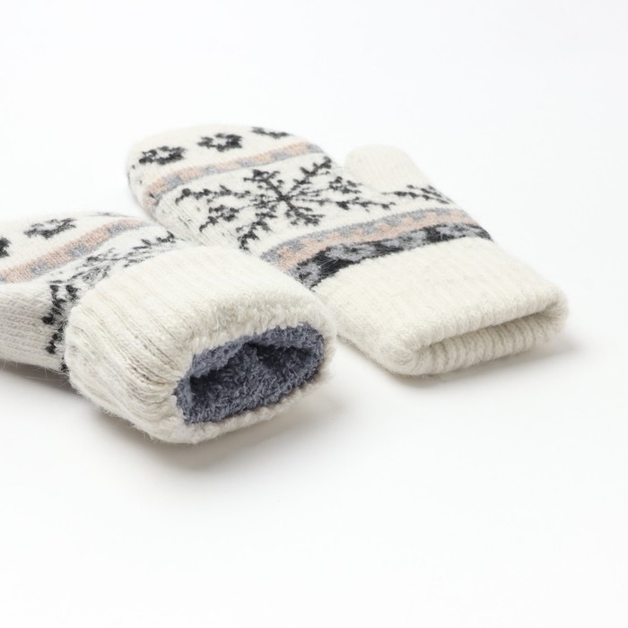 Варежки женские Варежки женские "Снежинка" цвет белый, размер 20