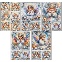 Набор декупажных карт 5 шт &laquo;Новогодние ангелы&raquo;, плотность 45 гр/м2, формат А4