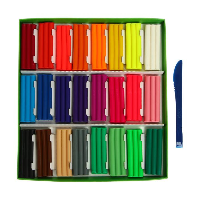 Пластилин мягкий (восковой), 24 цветов, 360 г, Гамма Пластилин мягкий (восковой), 24 цветов, 360 г, Гамма "Пчелка", со стеком