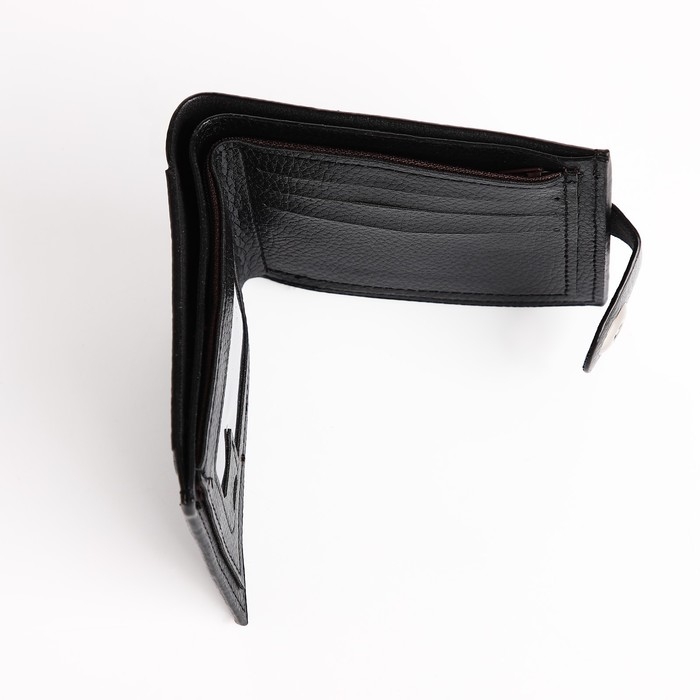 Портмоне мужское на магните, отдел для купюр, для карт, для монет, цвет чёрный Портмоне мужское на магните, отдел для купюр, для карт, для монет, цвет чёрный
