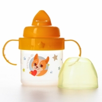 Поильник детский с твёрдым носиком &laquo;Собачка Лу&raquo;, 140 мл., с ручками, цвет желтый