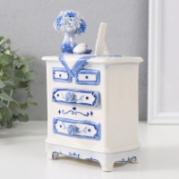 Сувенир керамика музыкальный "Старинный комод с вазой с цветами" 7,5х10,6х18 см