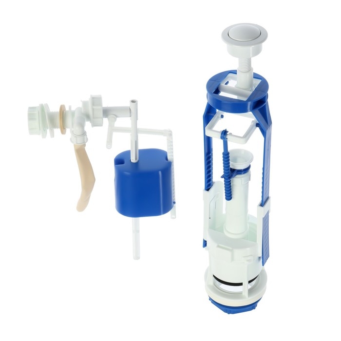 Арматура для смывных бачков Арматура для смывных бачков "РБМ" АС-16.2, с боковым плоским донным клапаном, кнопка белая