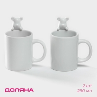 Набор кружек керамических Доляна &laquo;Мишка Отто&raquo;, 290 мл, 11,5&times;8&times;13,5 см, 2 шт, цвет белый