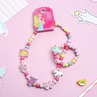 Набор детский &laquo;Выбражулька&raquo; 2 предмета: бусы, браслет, единорог, цвет МИКС