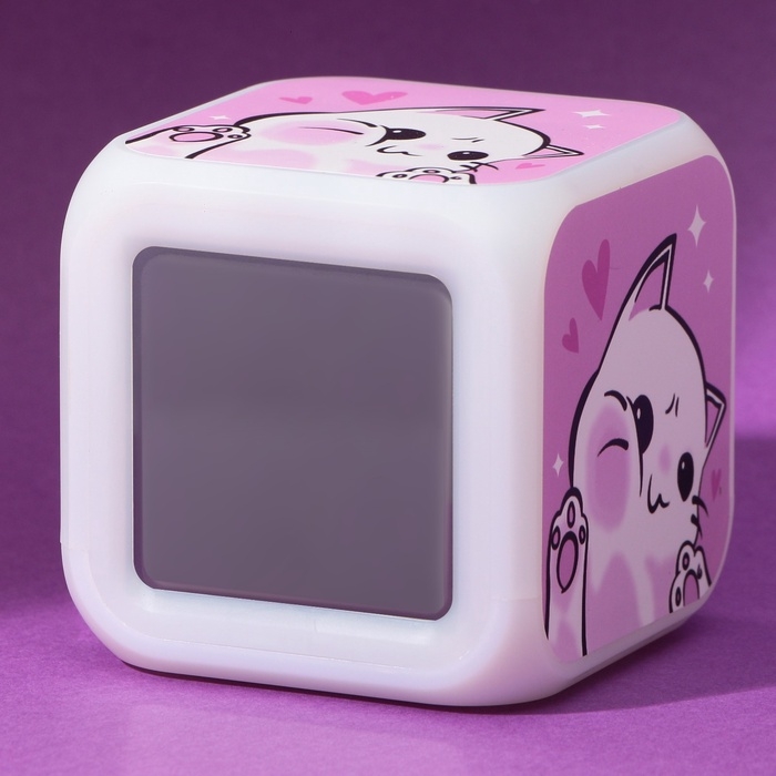 Часы будильник электронные &laquo;Котик&raquo;, мод.49, 7,8 х 7,8 см.