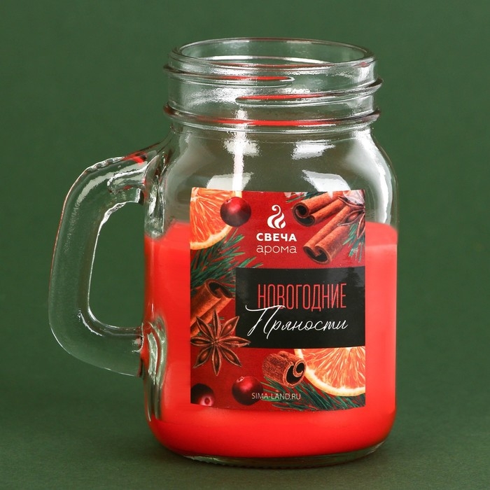 Новогодняя свеча в банке с ручкой &laquo;Пряности&raquo;, корица