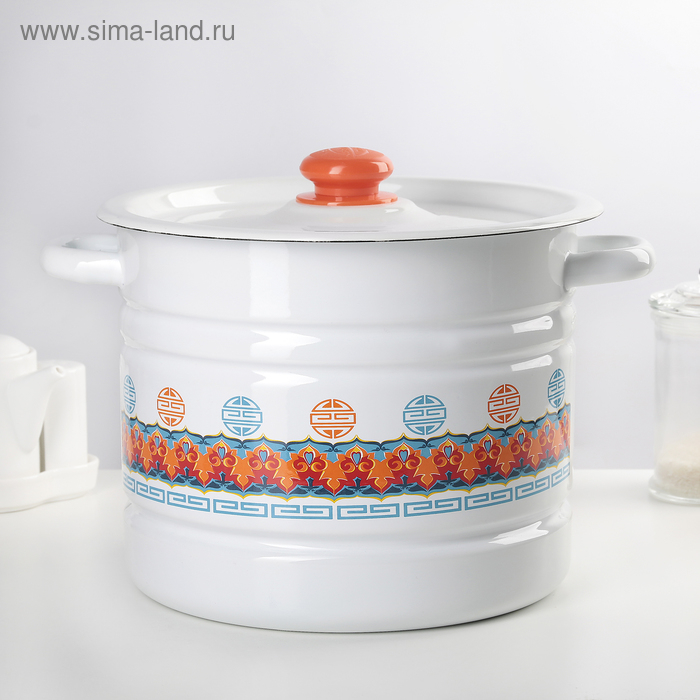 Мантоварка-позница эмалированная, 9 л, декор, 3 вставки, цвет МИКС