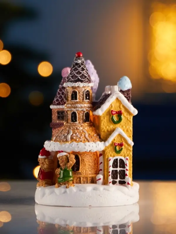 Фигура светодиодная "Пряничный замок" 10х7 см, 4 LED, LR41x3 (в компл), Т/БЕЛЫЙ