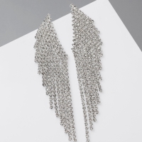 Серьги висячие со стразами «Вечное сияние» крылья, цвет белый в серебре Серьги висячие со стразами «Вечное сияние» крылья, цвет белый в серебре