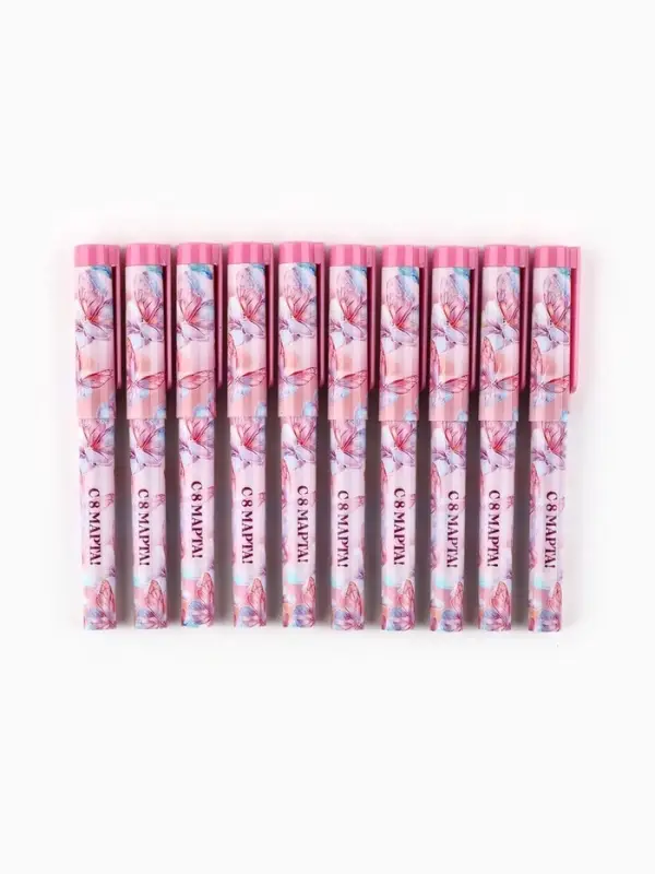 Ручка шариковая, синяя паста, пластиковый корпус с колпачком, 0.7 мм &laquo;8 марта: Ты прекрасна, бабочки&raquo;