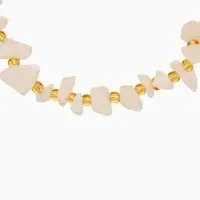 Браслет, длина 16 см, цв. белый, золотой