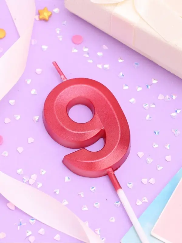 Свеча в торт на шпажке &laquo;Цифра 9&raquo;, красная, 5 см