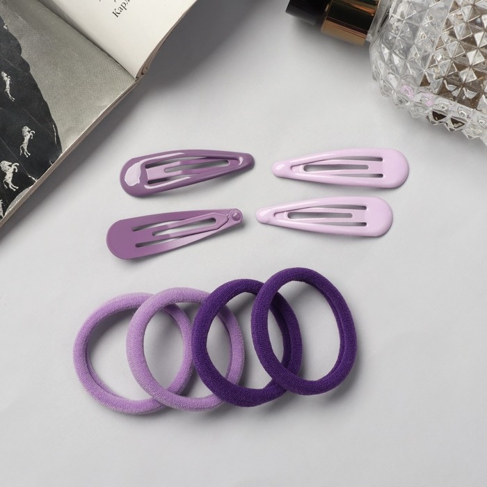 Набор для волос Набор для волос "Мира" (4 невидимки-5 см, 8 резинок-3,5 см) сиреневый