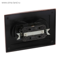 Розетка "Элект" RS 16-237-ЧМ, 16 А, 250 В, двухместная, скрытая, без з/к, черная под медь