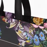 Сумка для покупок Цветы, 32*10*26. отд без молнии, черный