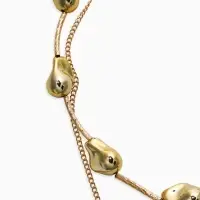 Колье "Борокко", цепь, 2 яруса, цвет золото