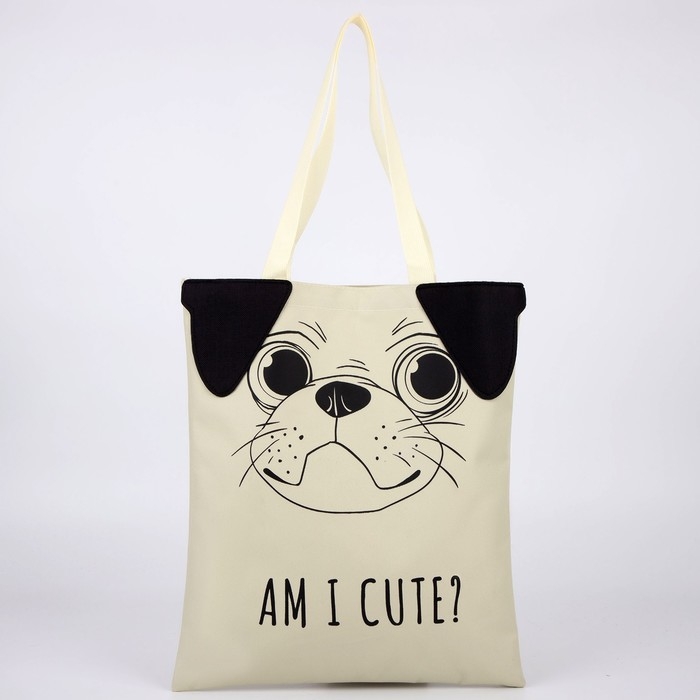 Сумка шопер &laquo;Песик&raquo;, 35&times;0.5&times;40 см, бежевый