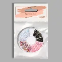 Стразы для декора, 1 мм, 12 ячеек, разноцветные