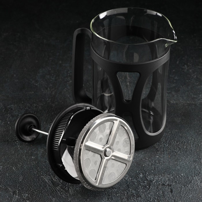 Чайник заварочный френч - пресс &laquo;Веном&raquo;, 800 мл, стекло, цвет чёрный