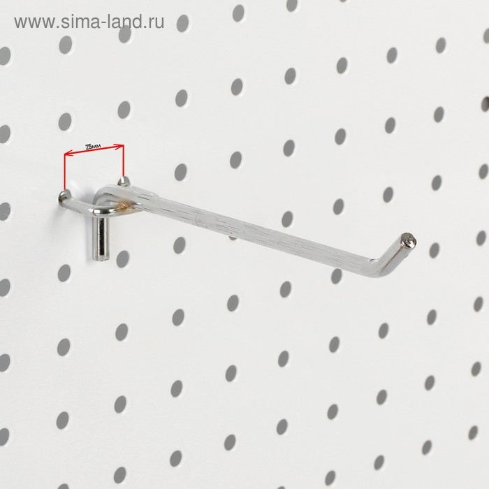 Крючок одинарный для металлической перфорированной панели, d=6 мм, L=15 см, шаг 25 мм, цвет хром Крючок одинарный для металлической перфорированной панели, d=6 мм, L=15 см, шаг 25 мм, цвет хром
