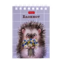 Блокнот А7, 40 листов на гребне в клетку "Хорошо быть ёжиком", обложка мелованный картон, блок офсет 65 г/м2