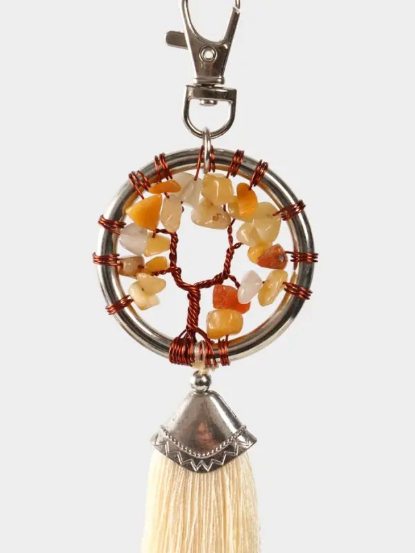 Брелок ловец снов "Великое древо" 19 см, цв. бежевый