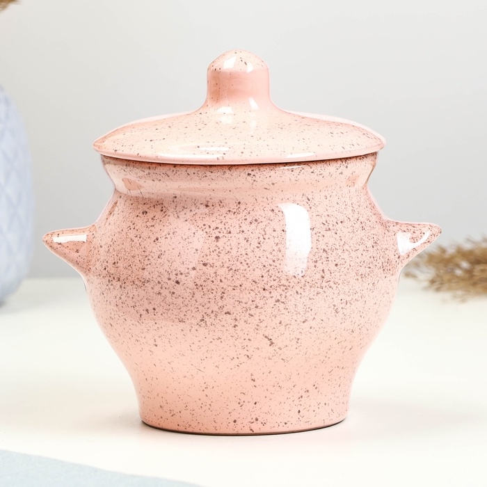 Горшок керамический для запекания №6, 0,65л / 12х12см, фламинго