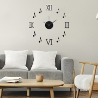 Часы настенные интерьерные, 3d "Ноты", наклейка, большие, d-45 см