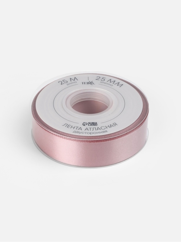 Лента атласная двухсторонняя №164 25мм*25±1м пудровый TR Лента атласная двухсторонняя №164 25мм*25±1м пудровый TR