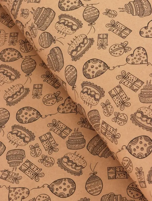 Крафт бумага &laquo;Праздник&raquo; черный на коричневом фоне, 0.7&times;10&plusmn;5% м, 60 г