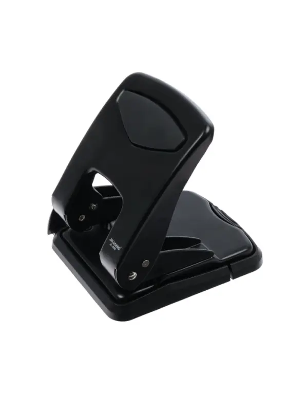 Дырокол 40л метал черный, с линейкой