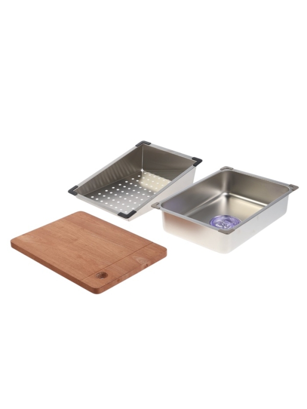 Кухонная мойка ZEIN M05, S=3.0 и 0.7 мм, смеситель, корзины, кран для питьевой воды, сатин